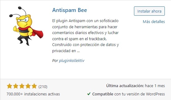 Plugin de WordPress AntiSpam Bee